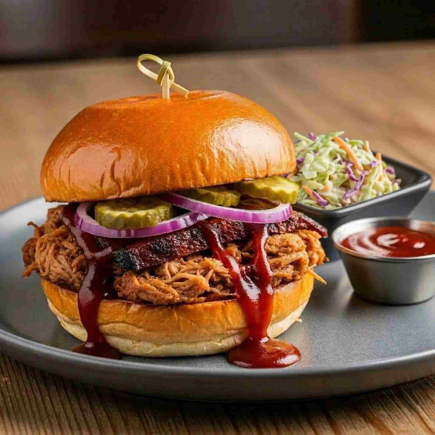 Hamburger au porc effiloché