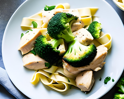 Chicken alfredo with broccoli