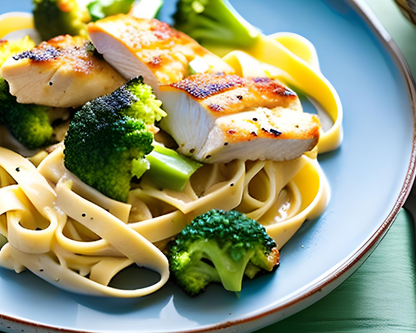 Chicken alfredo with broccoli