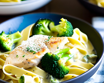 Chicken alfredo with broccoli