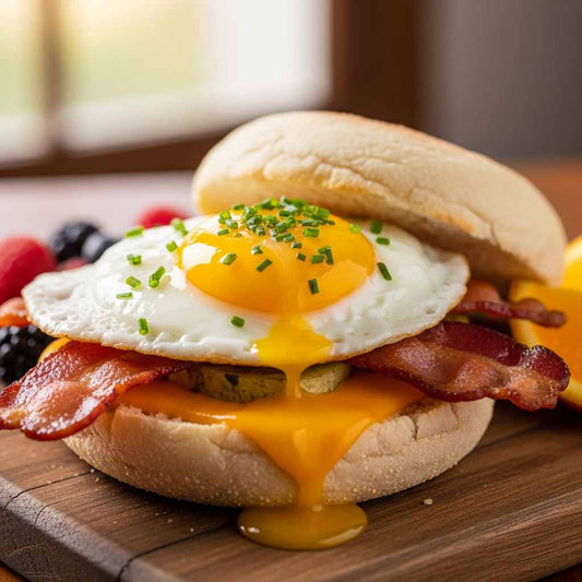 Sandwich déjeuner au bacon sur muffin anglais