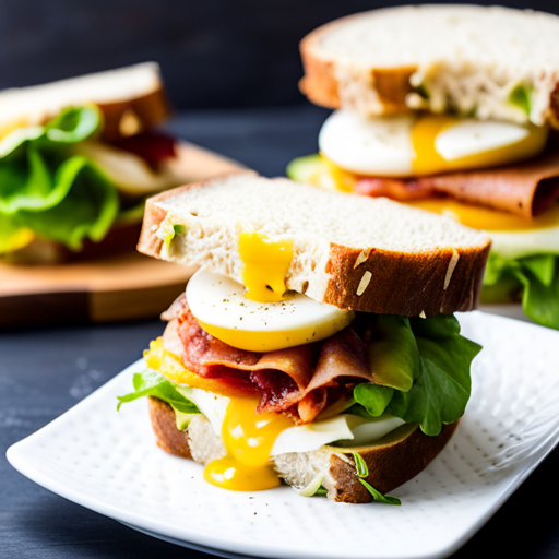 Boiled Eggs Sandwich with Turkey Bacon