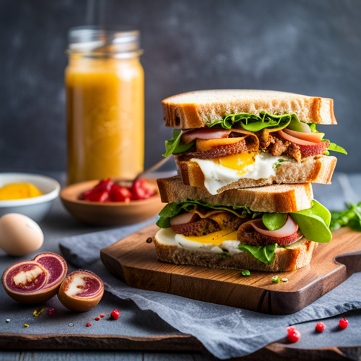 Boiled Eggs Sandwich with Turkey Bacon