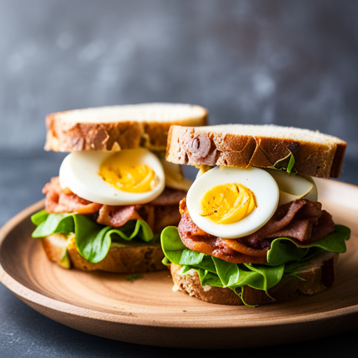 Boiled Eggs Sandwich with Turkey Bacon