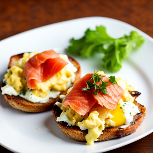 Scramble eggs with smoked salmon